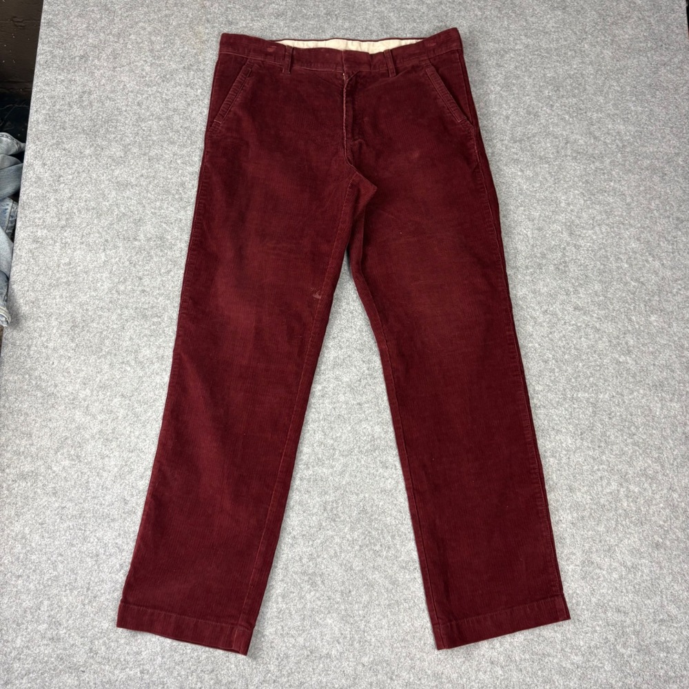 Life Khaki by Haggar Mens Burgundy Corduroy Pants 33x32 Straight Leg Red Repreve